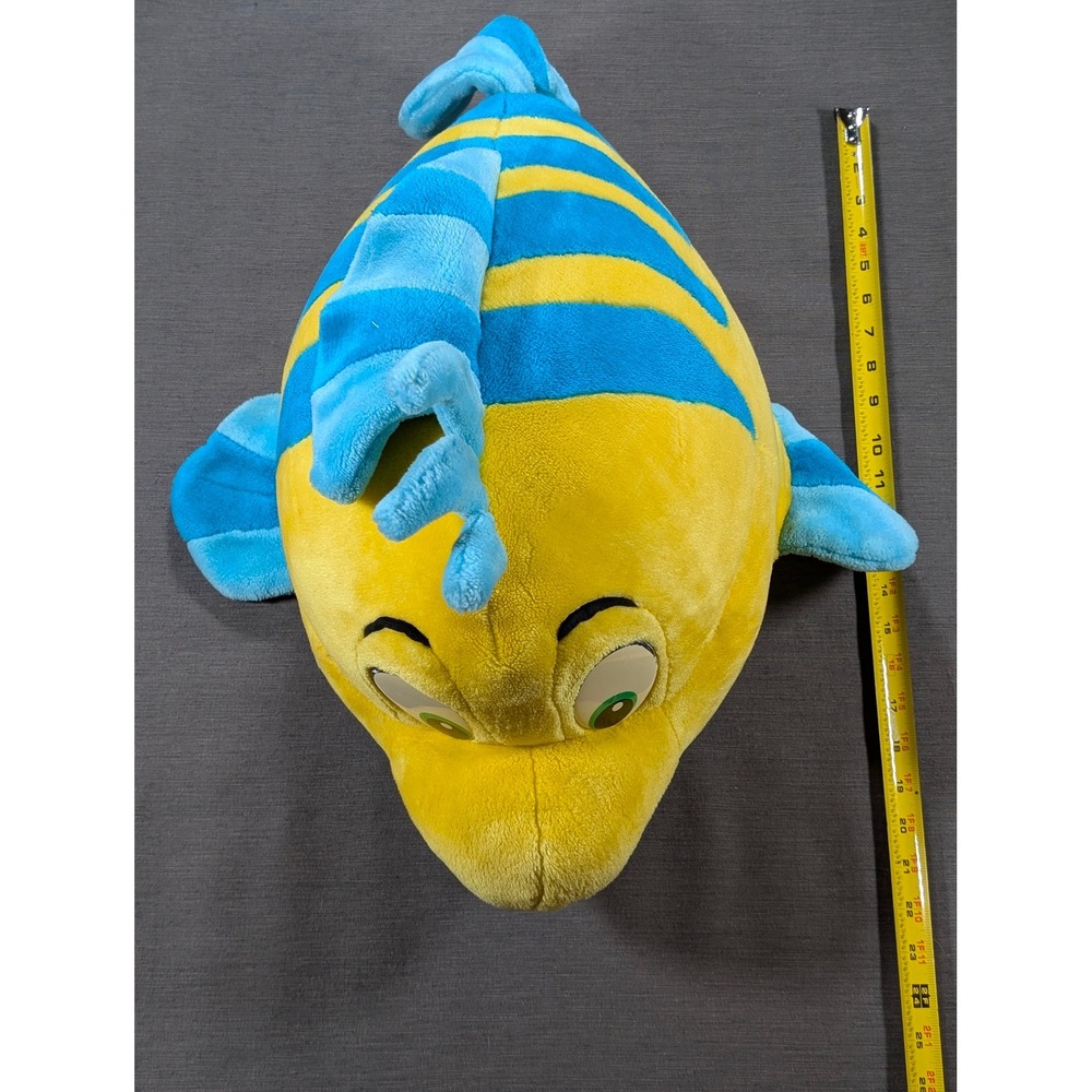 Jumbo Disney Flounder Plush Stuffed Animal Yellow Blue The Little Mermaid 21"